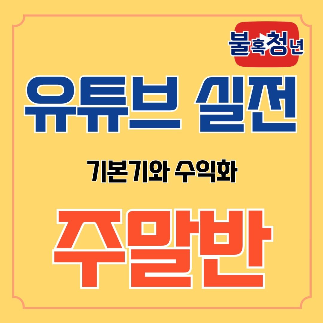 유튜브 기본기와 수익화 실전 강의(주말반)