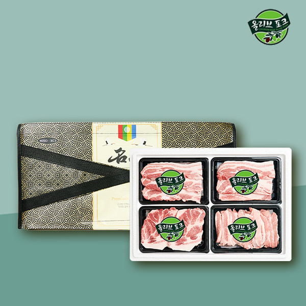 [올리브포크] 한돈 으뜸선물세트 5호 1.6kg (삼겹400,삼겹400,목살400,항정살400)