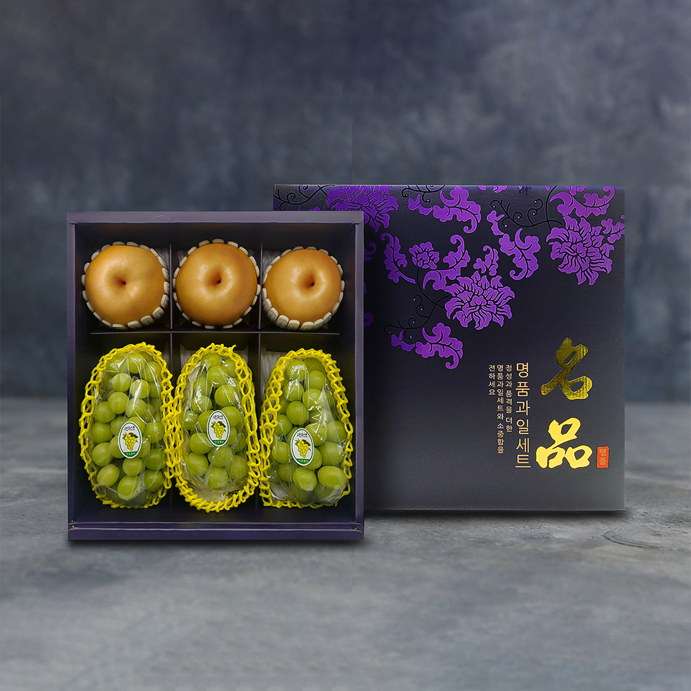 [노블] 사각 샤인 2종세트 프리미엄 2호 (3.9kg/샤인머스켓3+배3)