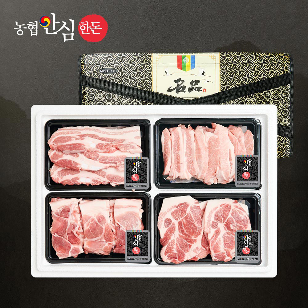 [농협안심한돈] 구이갈비 선물세트 5호 1.2kg (삼겹300,목살300,항정300,돼지갈비300)