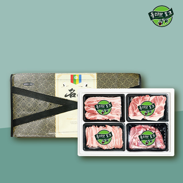 [올리브포크] 한돈 구이갈비 선물세트 8호 1.6kg (삼겹400,목살400,항정400,돼지갈비400)
