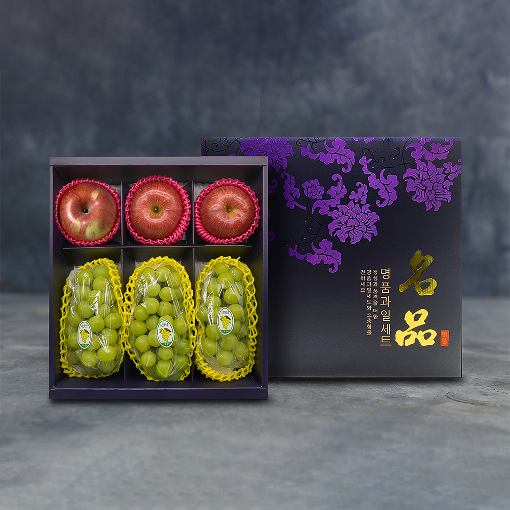 [노블] 사각 샤인 2종세트 VIP 3호 (3.3kg/샤인머스켓3+사과3)