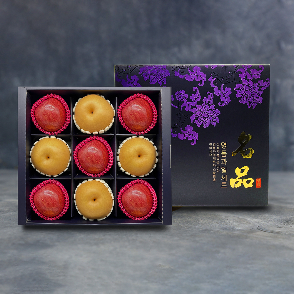 [노블] 사각 2종혼합 프리미엄 선물세트 (4.2kg/사과5과+배4과)