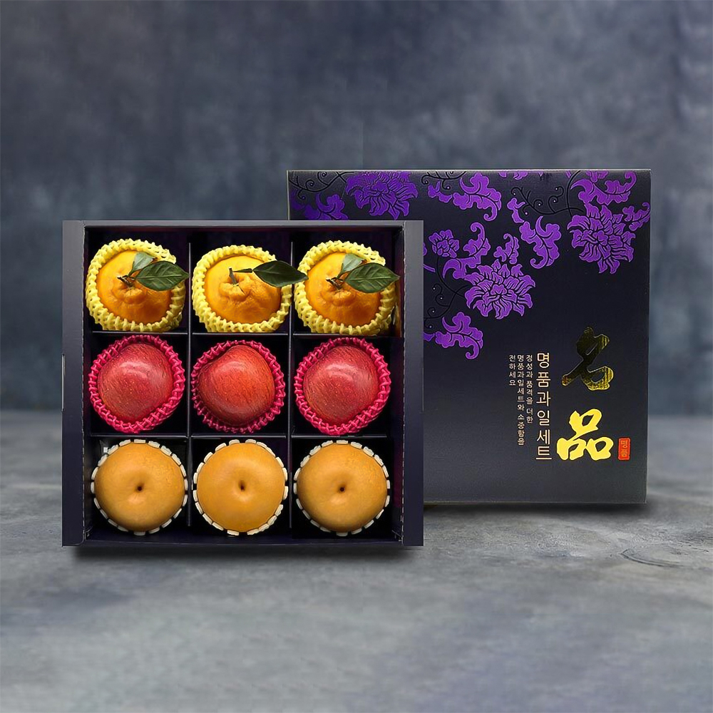 [노블] 사각 3종혼합 실속 선물세트 (3.4kg/사과3과+배3과+한라봉3과)