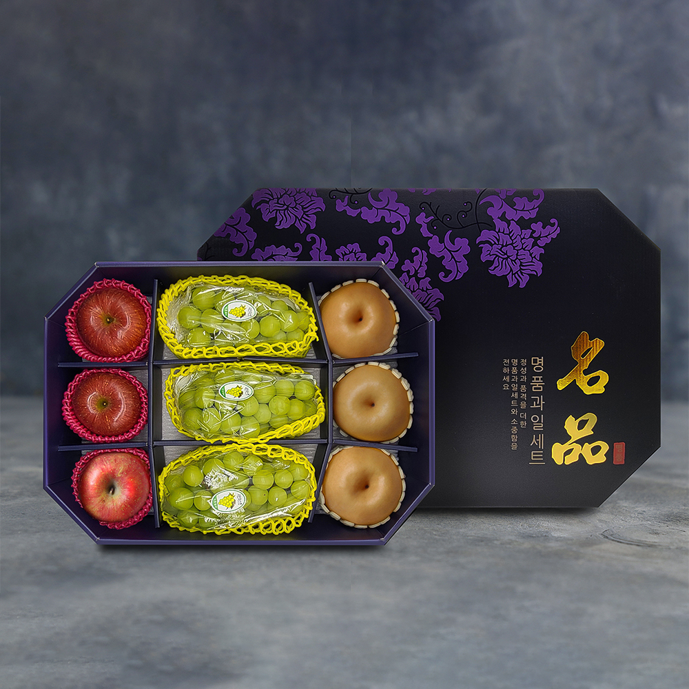 [노블] 팔각 샤인 3종세트 프리미엄 2호 (4.9kg/샤인머스켓3+사과3+배3)