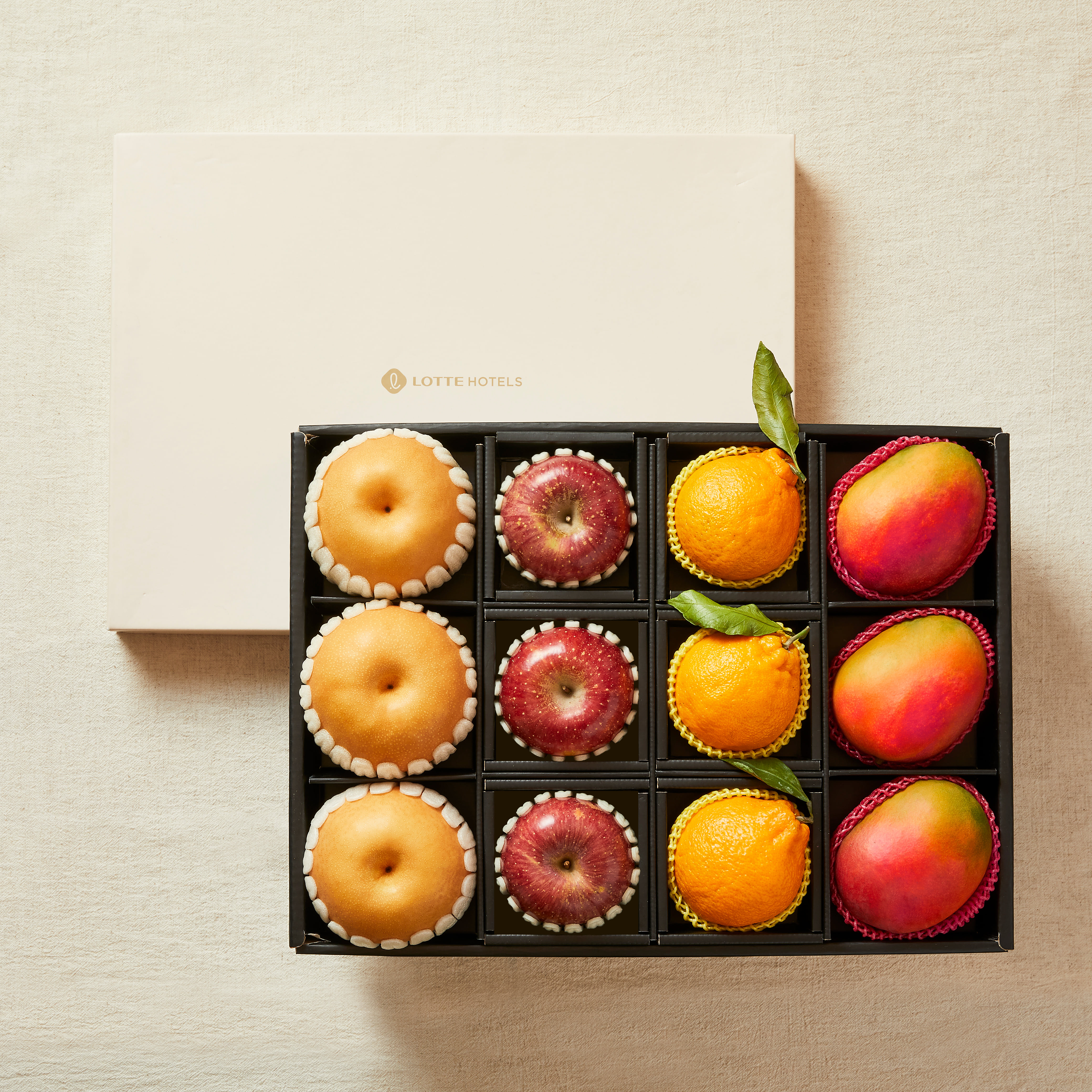 [롯데호텔] VIP 혼합 12과 선물세트4호 (사과3과+배3과+오렌지3과+애플망고3과)