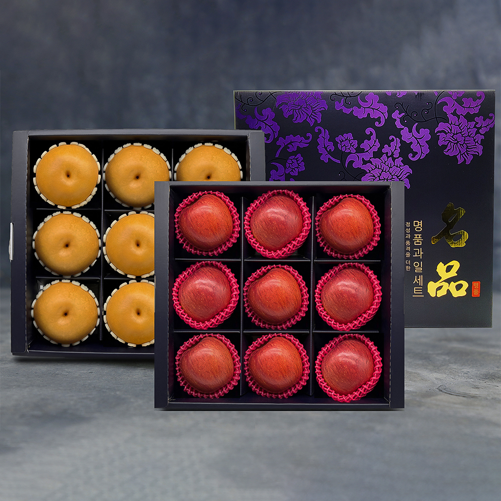 [노블] 사각 1+1 실속 선물세트 (7.5kg/사과9과+배9과)