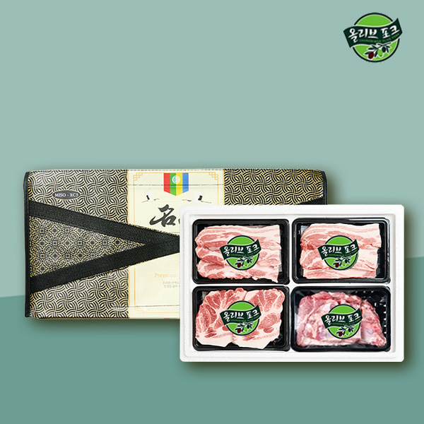 [올리브포크] 한돈 구이갈비 선물세트 3호 1.2kg (삼겹300,삼겹300,목살300,돼지갈비300)