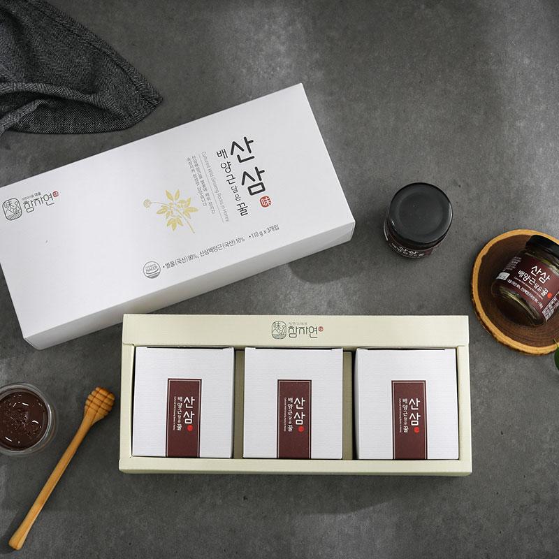 [참자연] 산삼배양근 담은꿀 선물세트 (110g x3병)