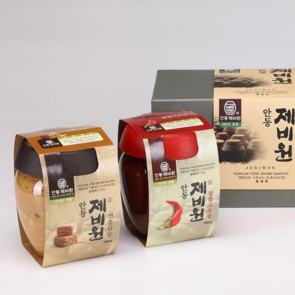 [전통식품] 안동제비원선물세트 11호(전통된장 960g + 찹쌀고추장 960g)