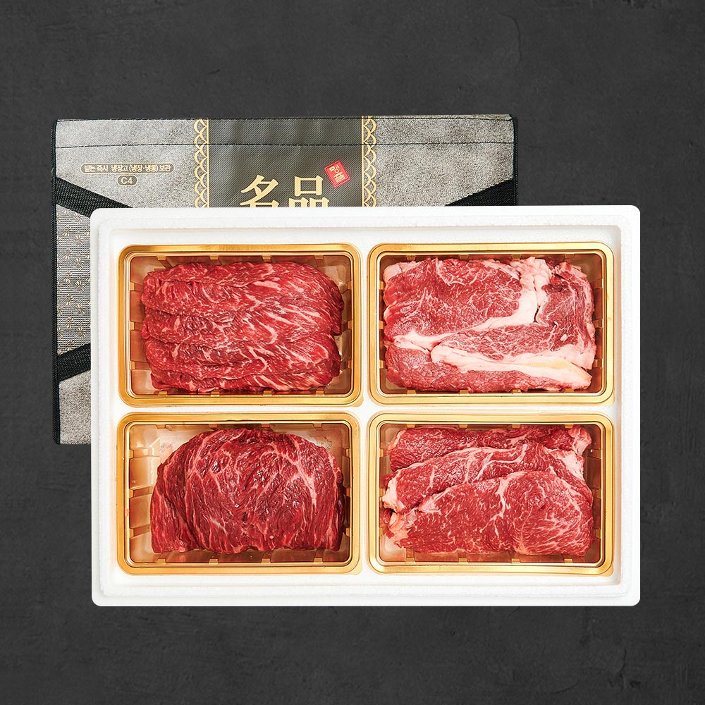 1등급 숙성 한우암소 꽃등심 정육 혼합세트 1호 1.6kg (꽃,채,불,국)