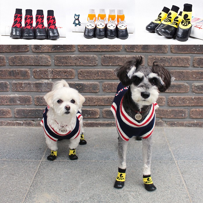 [쵸알쓰] 산책용 미끄럼 방지 양말 겸 방수 신발 강아지 애견 3color 장화 소형견