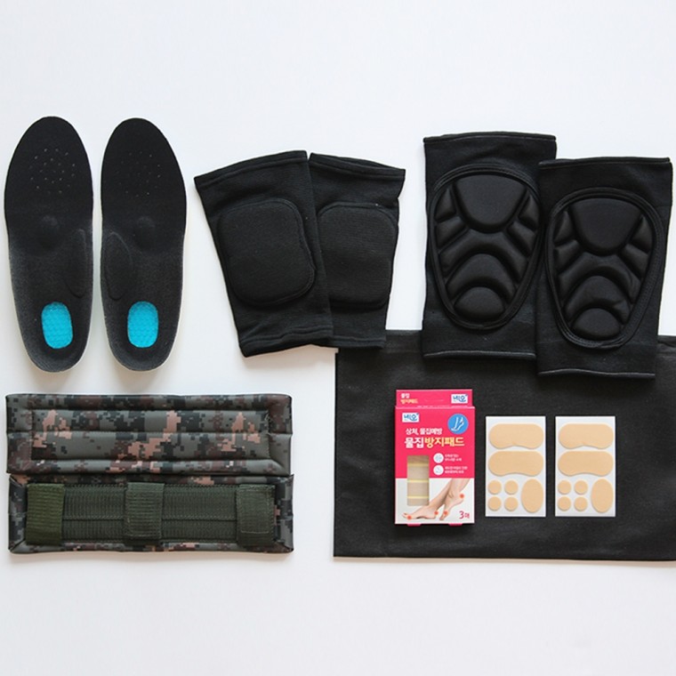 [LINKMOA] 군 입대 준비물 키트 [반입가능 용품 세트] 입영 훈련소 준비물 군대 논산 군인 선물 깔창 무릎 보호대 물집방지 밴드