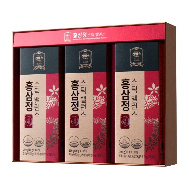 진웰스 홍삼정스틱밸런스 10g x 30포 국내산 6년근 발효 홍삼액 홍삼 선물
